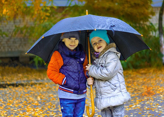 kids in rain